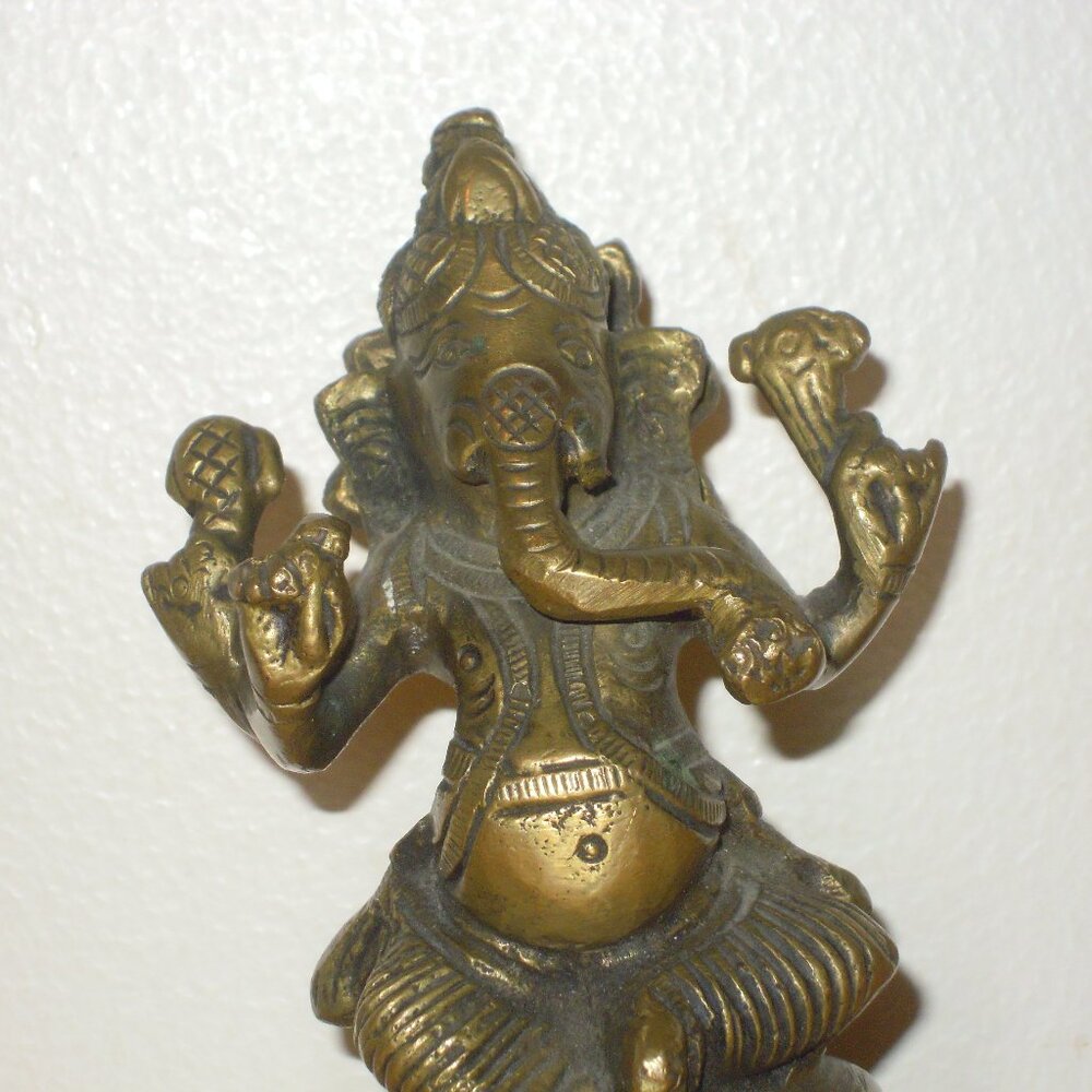 Indian Vintage Tribal Elephant Hindu God Ganesha Brass Bronze Statue Figurine